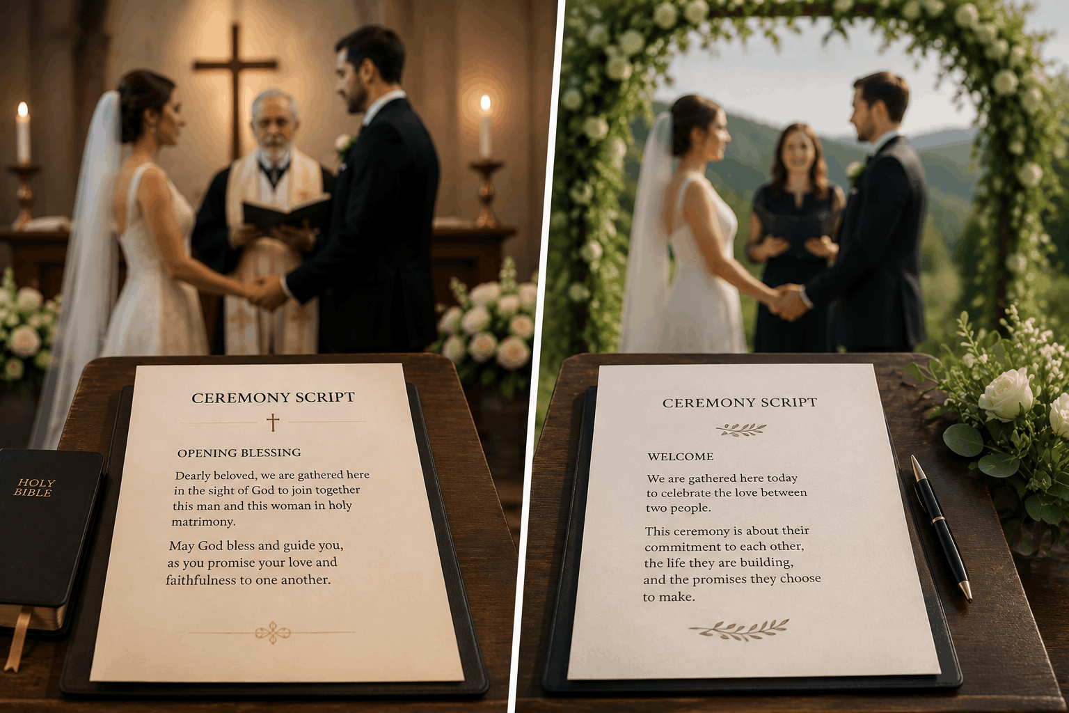 Nonreligious and nondenominational wedding ceremony